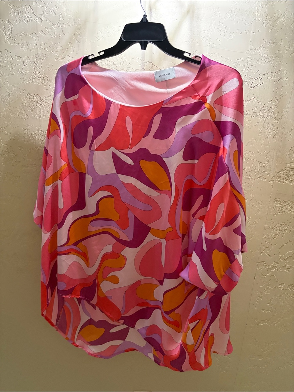 Adrienne Pink Orange Purple Abstract Print Tunic Top